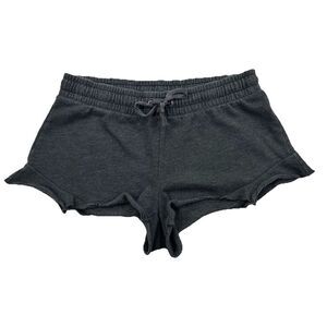 Aerie Dark Gray Lounge Sweat Shorts Size Small Elastic Waist Ruffle Trim